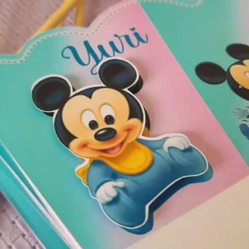 Kit10 Cachepô Centro Mesa Luxo Chá Revelação Mickey e Minnie