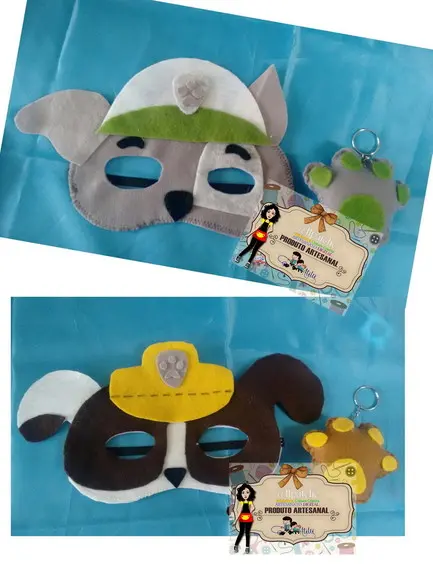 Patrulha Canina - Kit máscara +Chaveiro em feltro