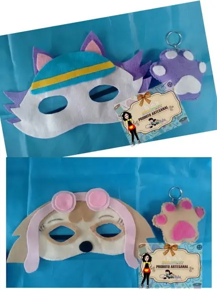 Patrulha Canina - Kit máscara +Chaveiro em feltro