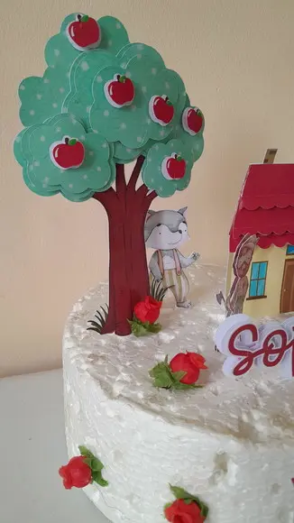 Topo de Bolo Chapeuzinho Vermelho Aquarela