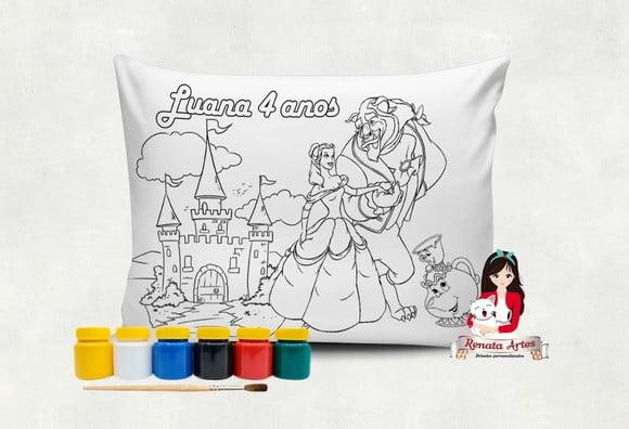 Almofada com Tinta para Colorir a Bela e a Fera