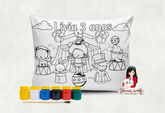 Almofada com Tinta para Colorir Circo Menina