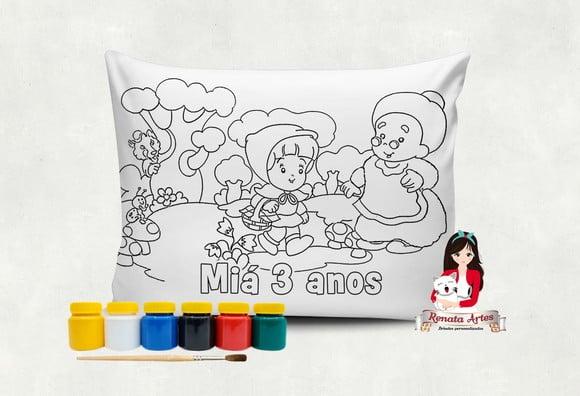 Almofada com Tinta para Colorir Chapeuzinho Vermelho