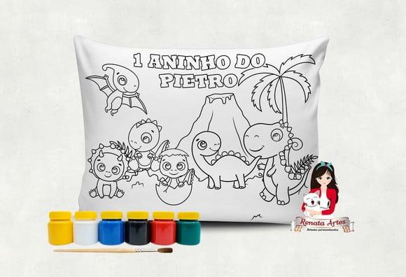 Almofada com Tinta para Colorir Dinossauros Baby