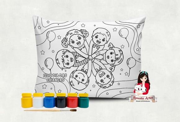 Almofada com Tinta para Colorir Dia das Crianças 2025