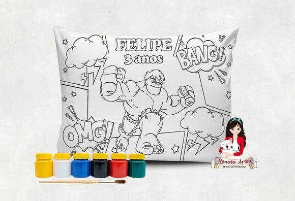 Almofada com Tinta para Colorir Hulk