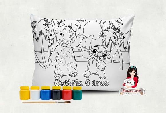 Almofada com Tinta para Colorir Lilo e Stitch
