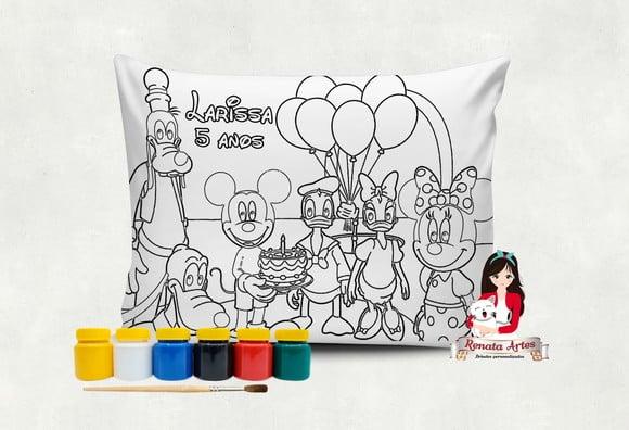 Almofada com Tinta para Colorir Turma do Mickey