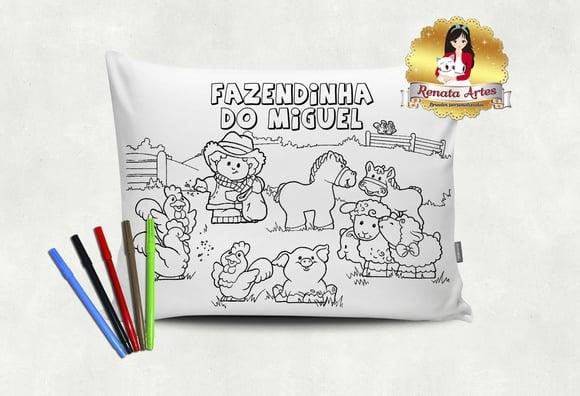 Almofada Pinte e Lave Fazendinha