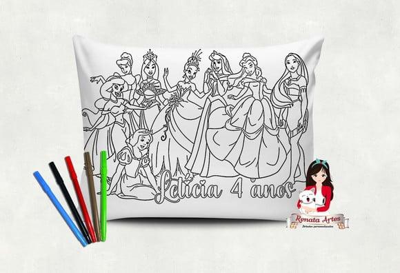 Almofada Pinte e Lave Princesas