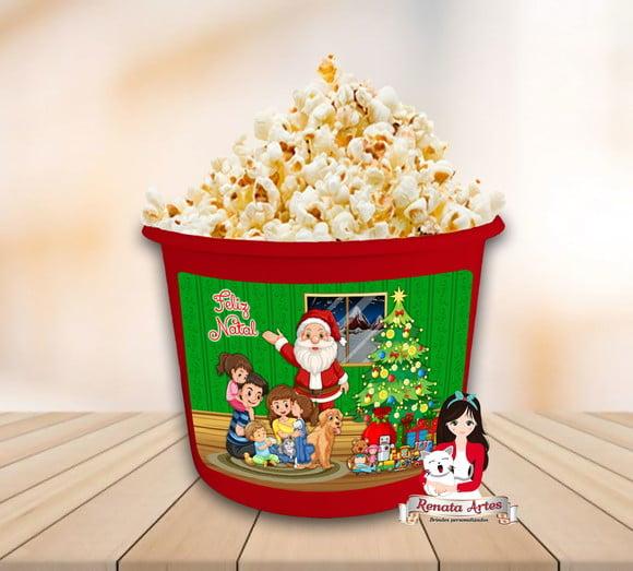 Balde de Pipoca Personalizado de Natal 2025