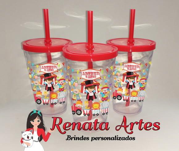Copo com Canudo 500ml Circo