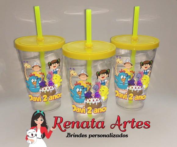 Copo com Canudo 500ml Galinha Pintadinha