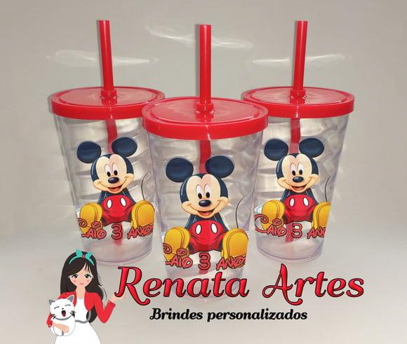 Copo com Canudo 500ml Mickey