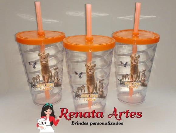 Copo com Canudo 500ml Rei Leão Mufasa