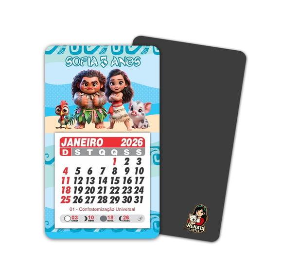 Imã de Geladeira com Calendário Moana