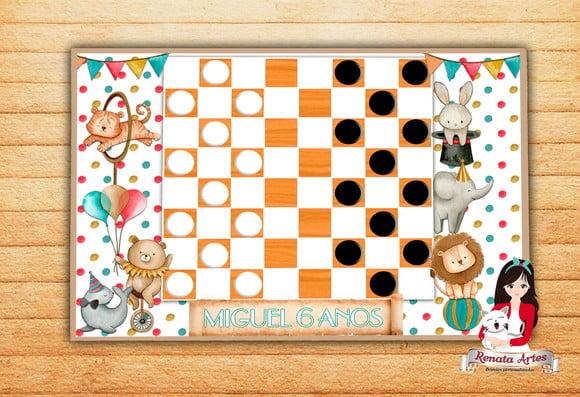Jogo de Damas Personalizado Circo