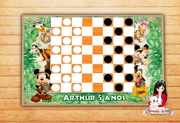 Jogo de Damas Personalizado Mickey Safari