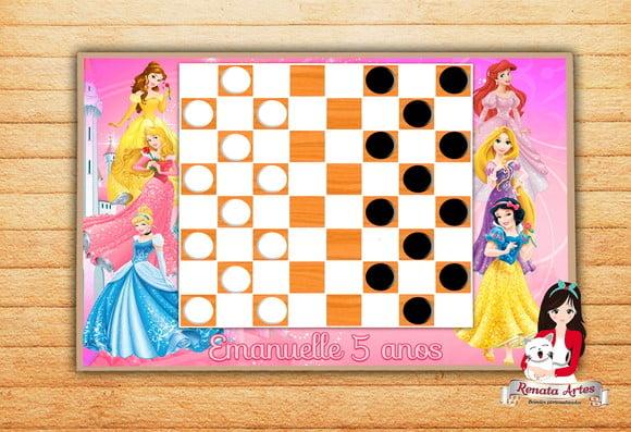 Jogo de Damas Personalizado Princesas Disney