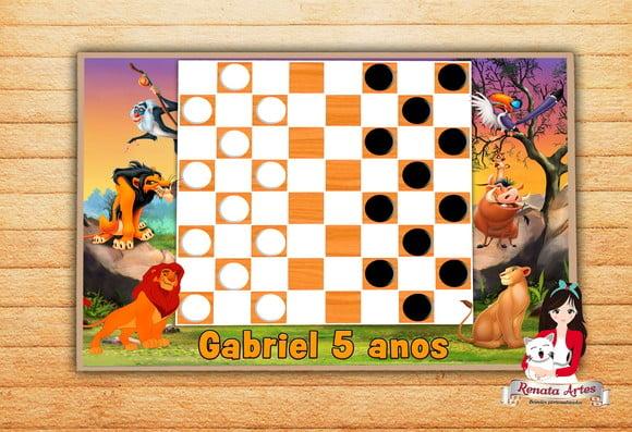 Jogo de Damas Personalizado Rei Leão