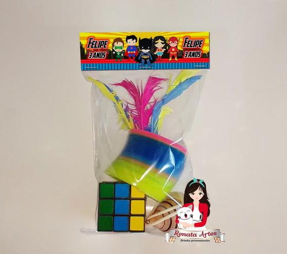 Kit Brinquedos Retrô Personalizado Tema Liga da Justiça Baby