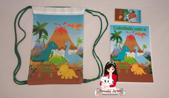 Kit Colorir na Mochila Dinossauros Baby
