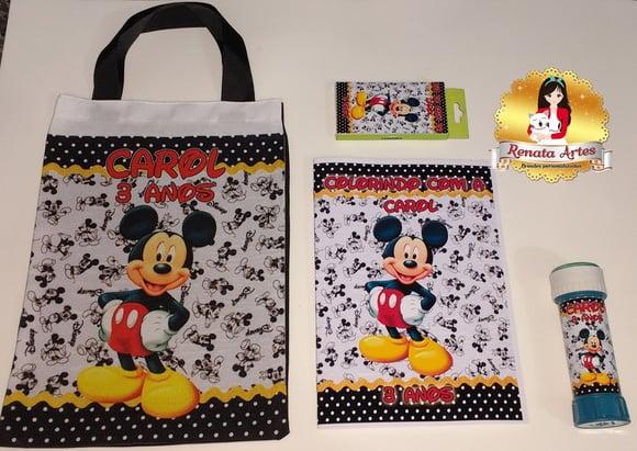 Kit diversão na ecobag Mickey poá