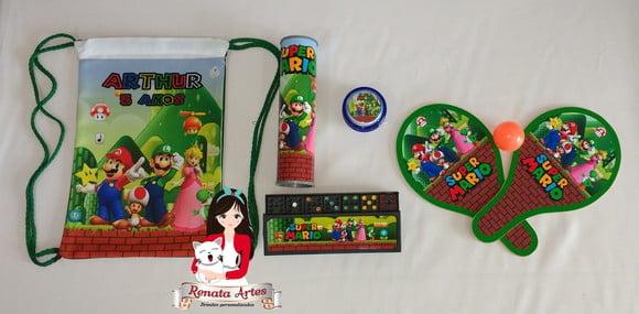 Kit Jogos na Mochila + Raquetes Super Mario Bross