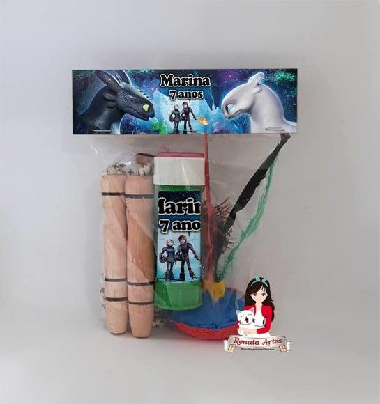 Kit Lembrancinha com Bolha de Sabão Como Treinar Seu Dragão
