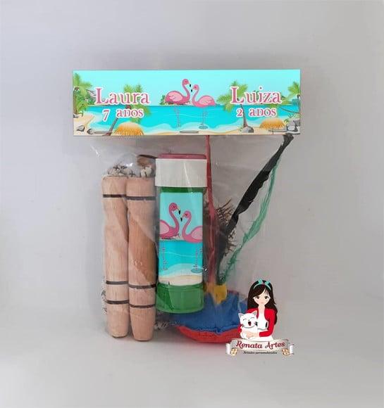 Kit Lembrancinha com Bolha de Sabão Flamingos