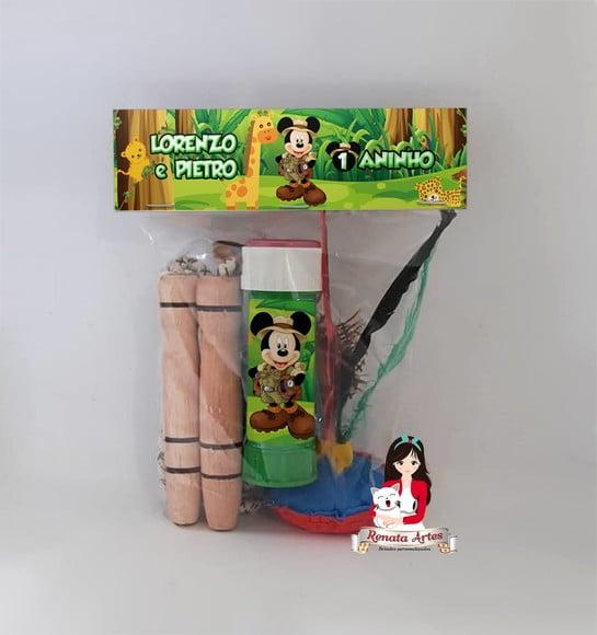 Kit Lembrancinha com Bolha de Sabão Mickey Safari