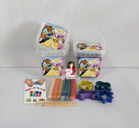 Kit Massinha no Baldinho Personalizado a Bela e a Fera