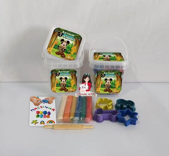 Kit Massinha no Baldinho Personalizado Mickey Safari