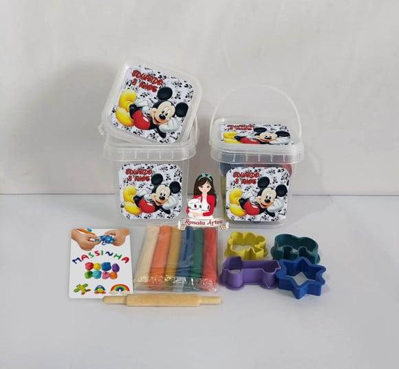 Kit Massinha no Baldinho Personalizado Mickey Poá