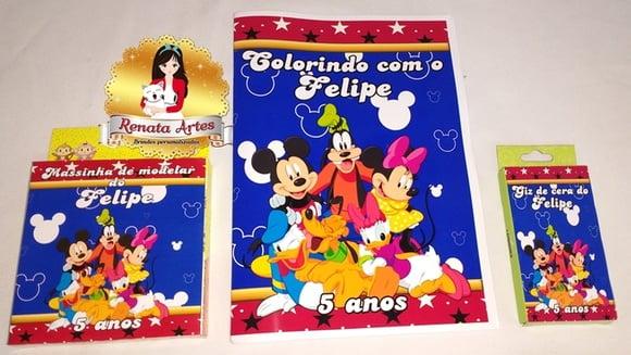 Kit Passatempo Personalizado Mickey e Sua Turma