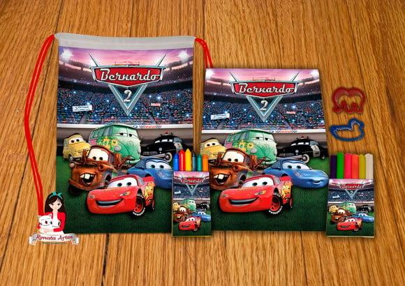 Kit Passatempo Personalizado na Mochila Carros Disney