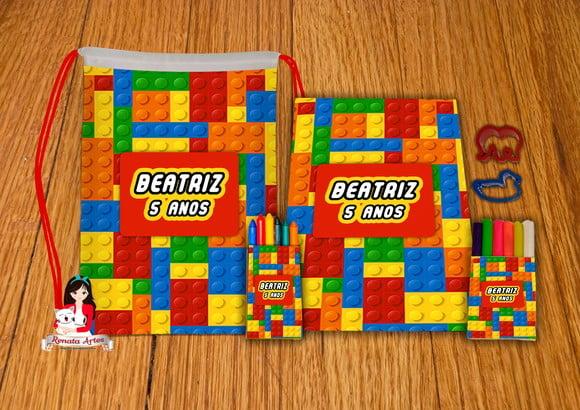 Kit Passatempo Personalizado na Mochila Tema Lego