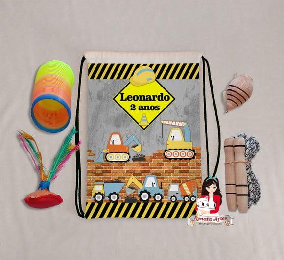 Mochila Boa Infância Personalizada Tema Construção