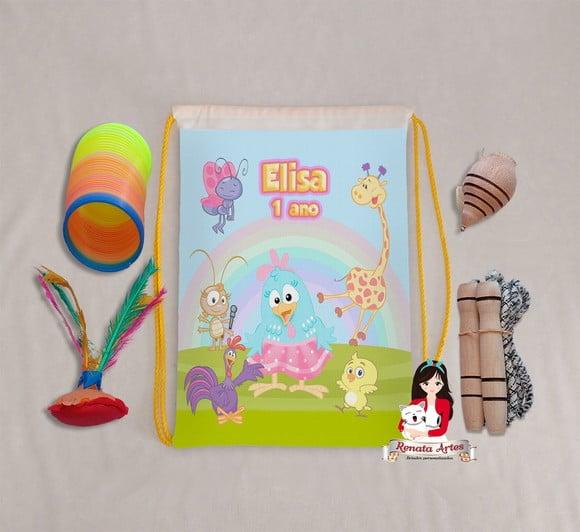 Mochila Boa Infância Personalizada Tema Galinha Pintadinha