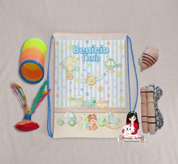 Mochila Boa Infância Tema Brinquedos Vintage