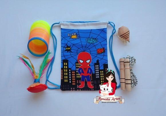 Mochila Boa Infância Tema Homem Aranha Cute Azul