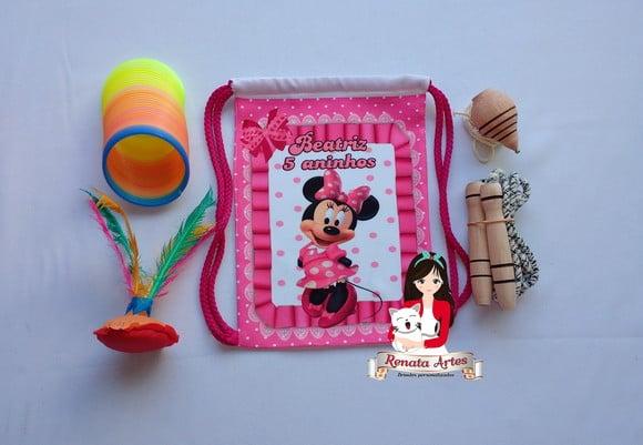 Mochila Boa Infância Tema Minnie Rosa