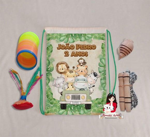 Mochila Boa Infância Tema Safari Aquarela