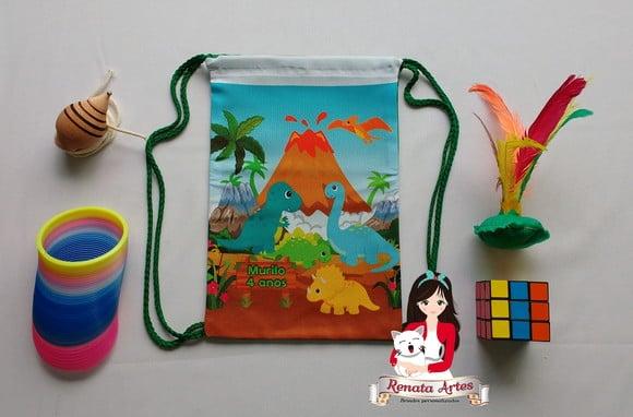 Mochila Brinquedos Retrô Tema Dinossauros Baby