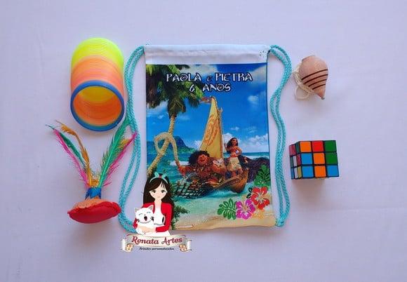 Mochila Brinquedos Retrô Tema Moana Barco