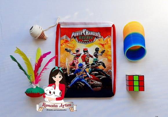 Mochila Brinquedos Retrô Tema Power Rangers Dino Charge