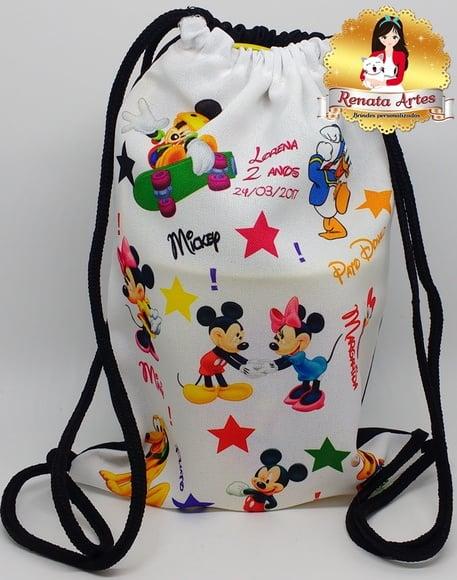 Mochila de Tecido Mickey e Sua Turma