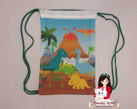 Mochila de Tecido Personalizada Dinossauros Baby