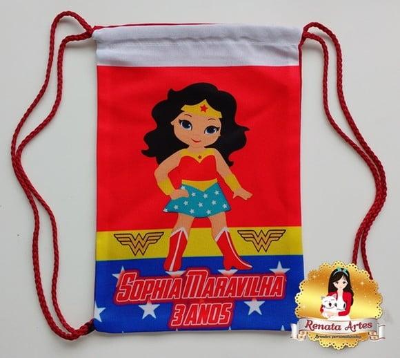 Mochila de Tecido Personalizada Mulher Maravilha Baby