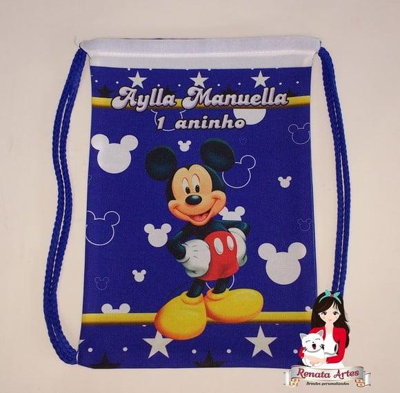 Mochila de Tecido Personalizada Mickey Azul